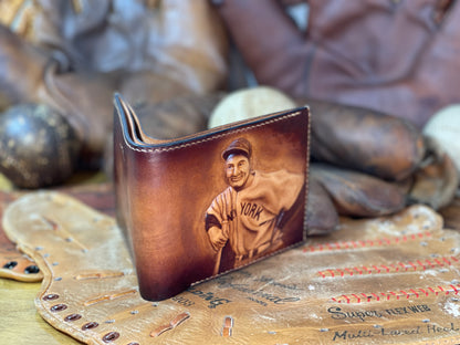 Lou Gehrig Carved Leather Art Wallet