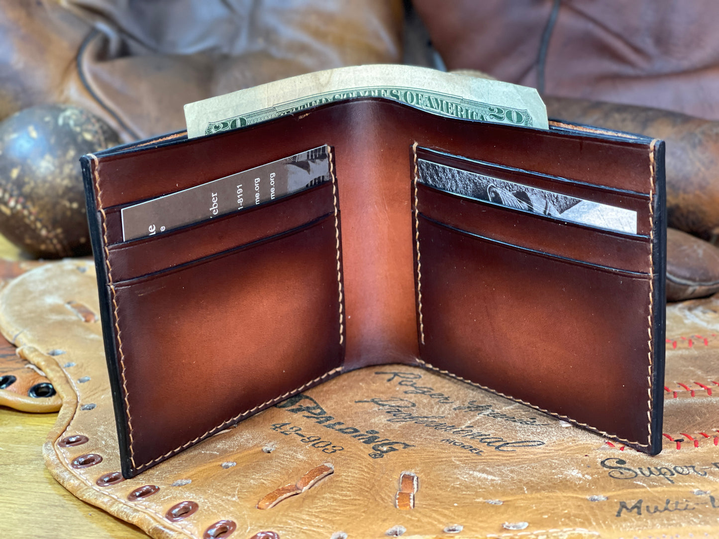 Lou Gehrig Carved Leather Art Wallet