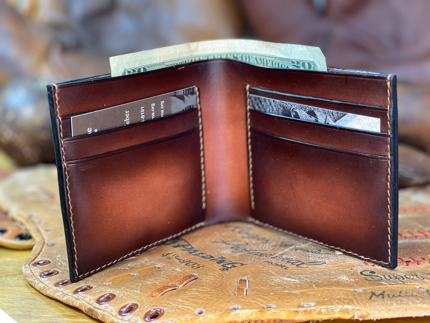 Lou Gehrig Carved Leather Art Wallet