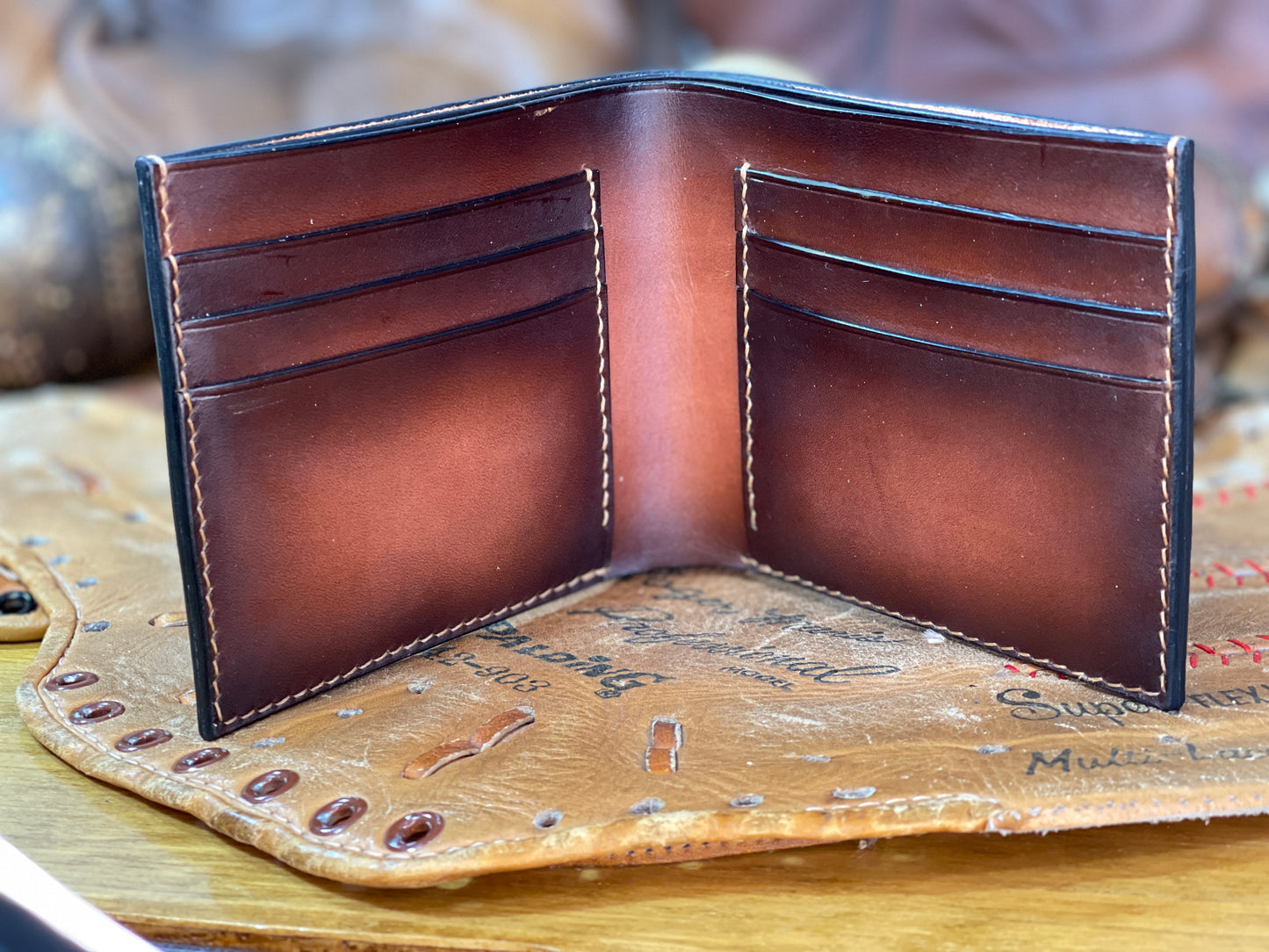 Lou Gehrig Carved Leather Art Wallet