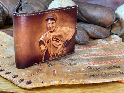 Lou Gehrig Carved Leather Art Wallet