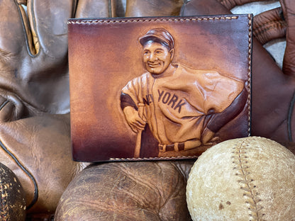 Lou Gehrig Carved Leather Art Wallet