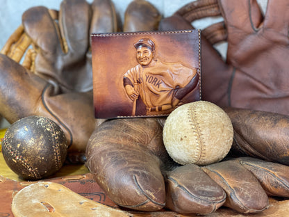 Lou Gehrig Carved Leather Art Wallet