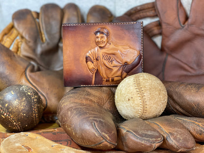 Lou Gehrig Carved Leather Art Wallet