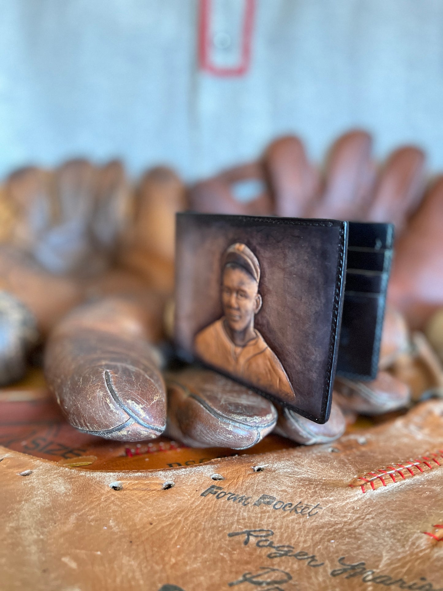 Josh Gibson Carved Leather Art Wallet with C.O.A.