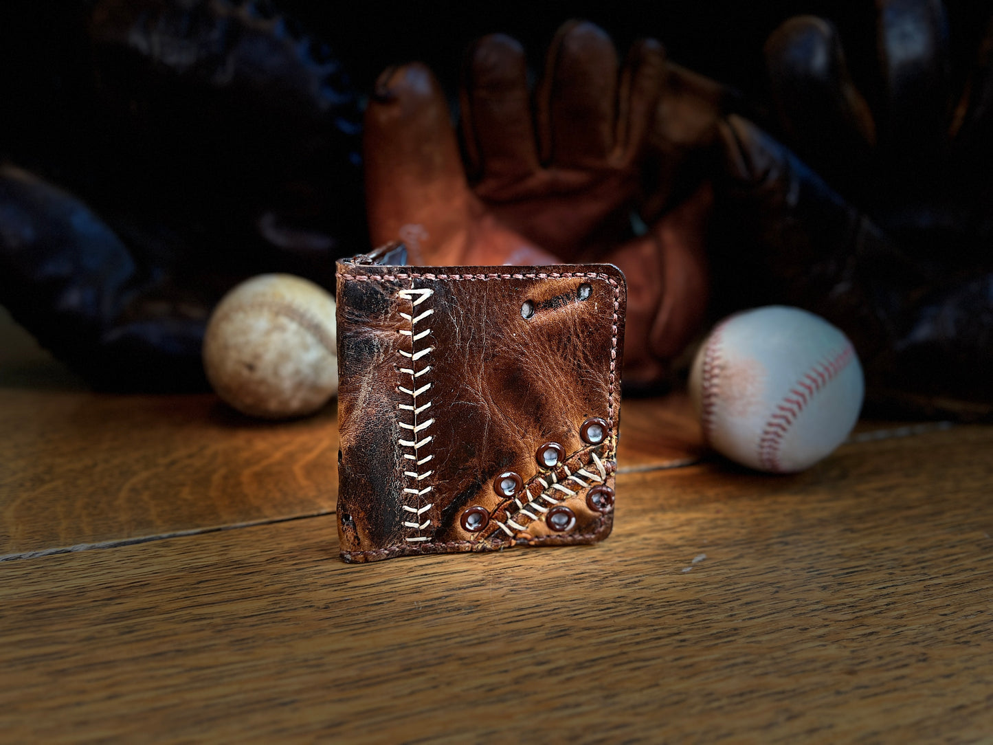 Old Glove Leather Card Holder / Folded Cash