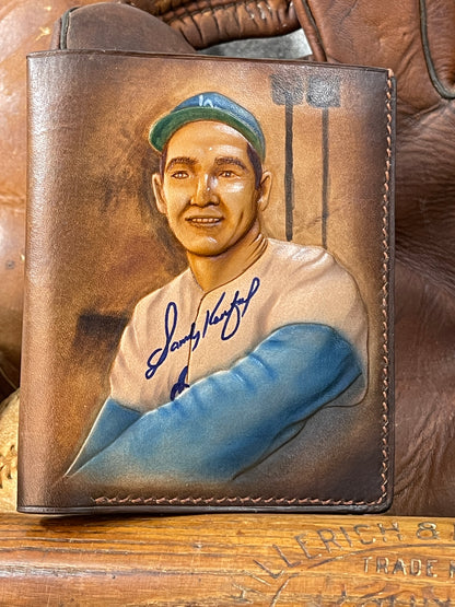 Sandy Koufax Carved Leather Art Wallet