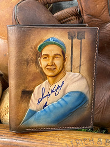 Sandy Koufax Carved Leather Art Wallet