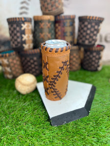 Pocket Coozie Diamond Design For Slim Cans In Black and Brown