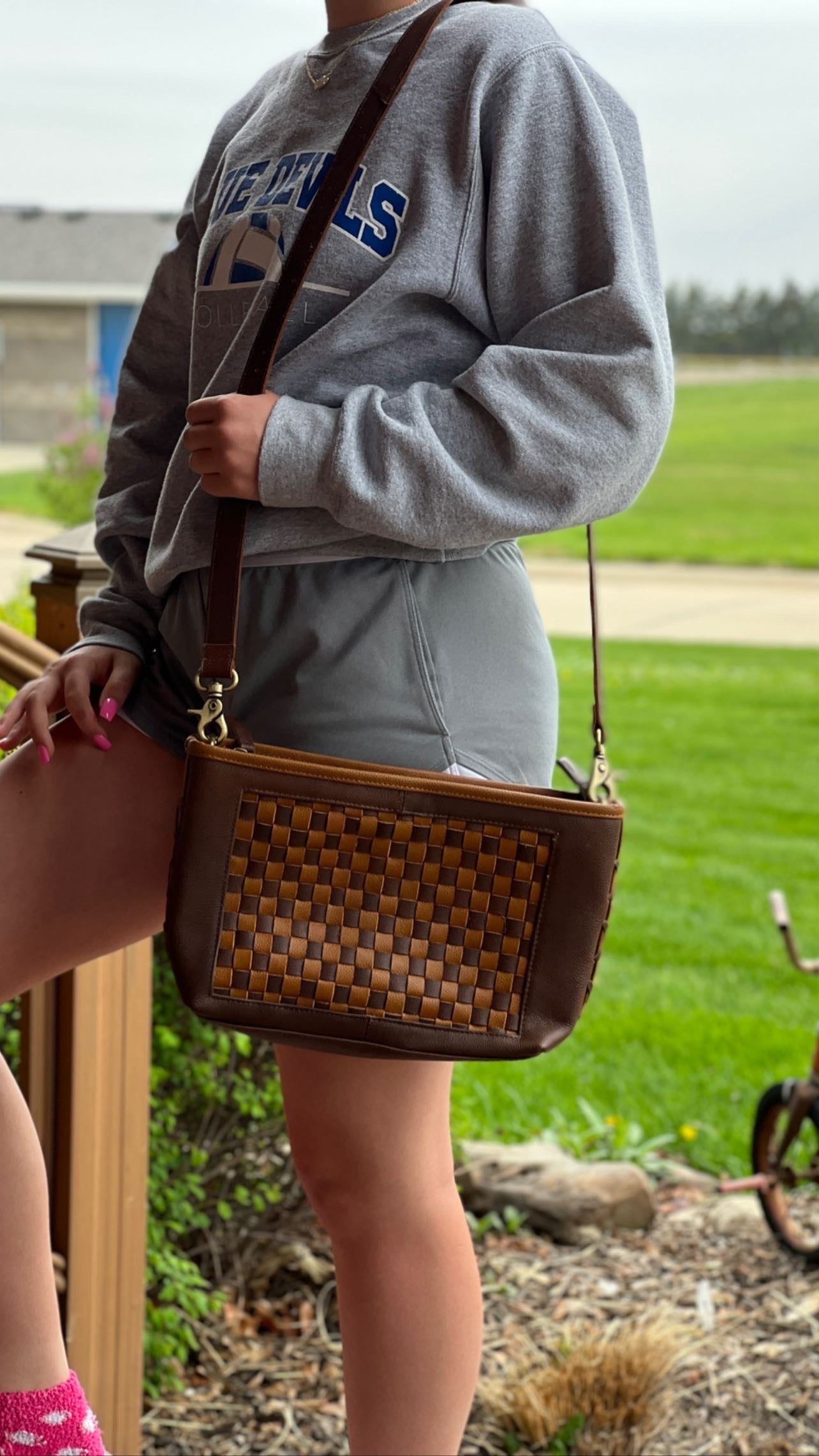 Tan and Brown Checkered Purse - Cubs