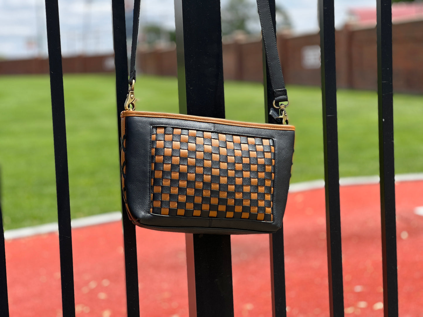 Black and Brown Checkered Purse - Texas Rangers