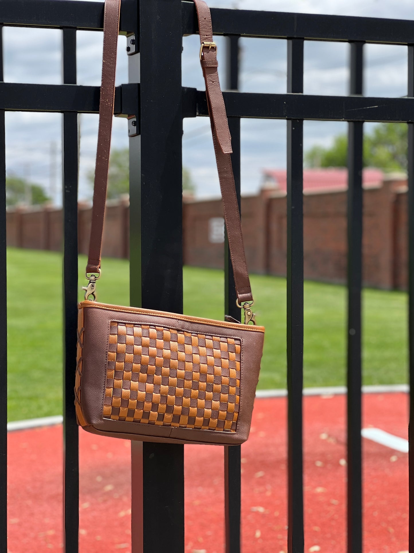 Tan and Brown Checkered Purse - Washington Nationals