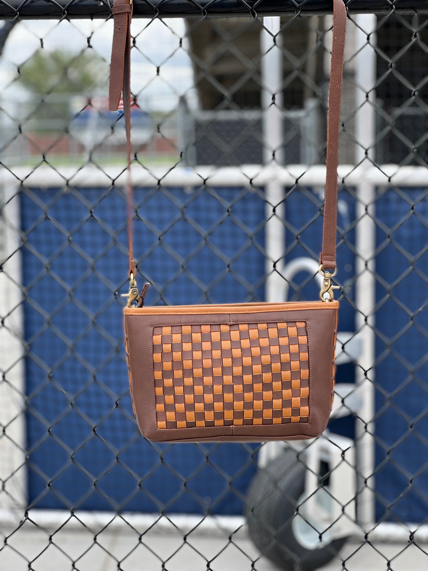 Tan and Brown Checkered Purse - Cubs