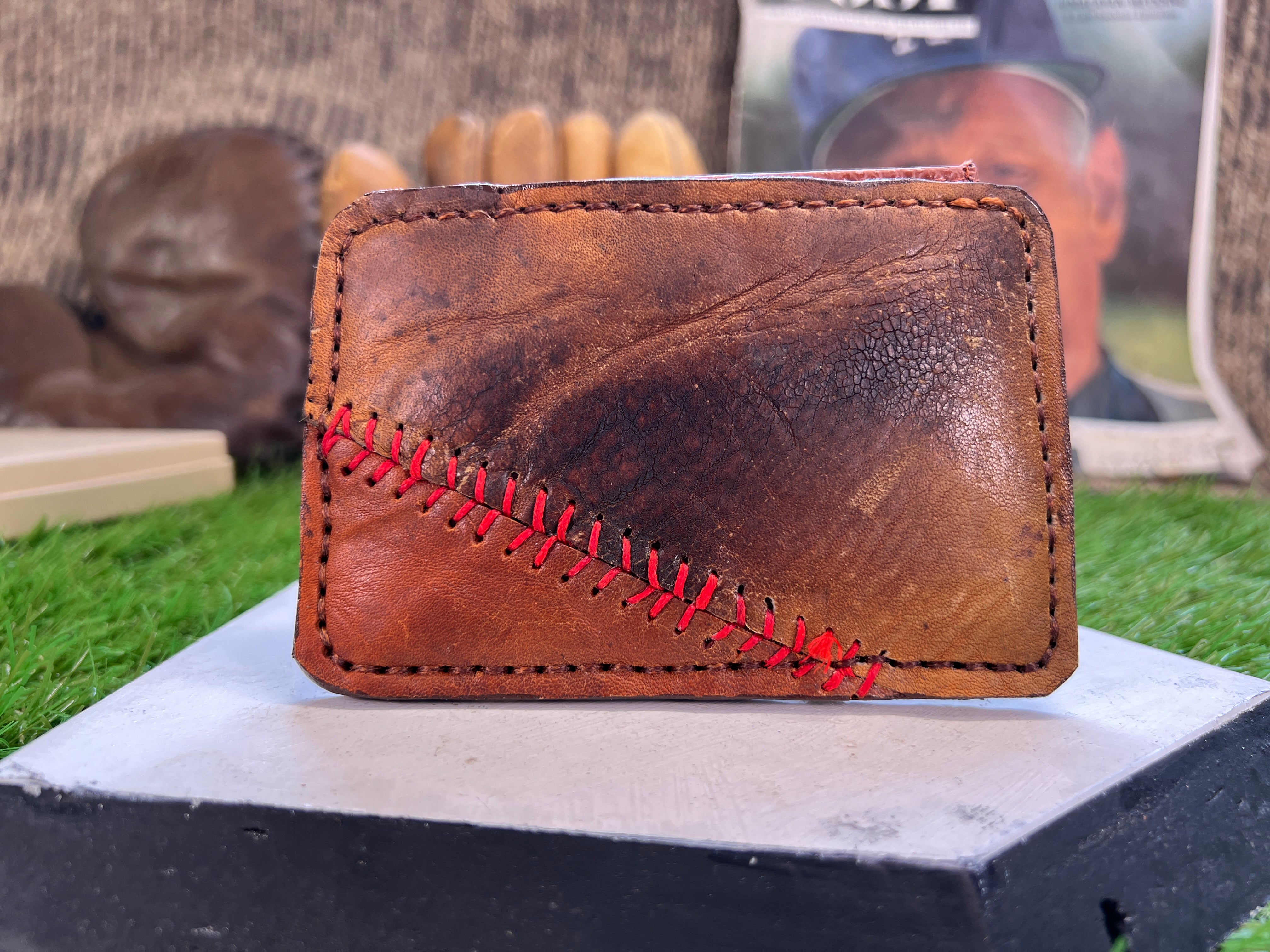 Vintage Baseball Glove on sale Leather Two Pocket Card Wallet Case - Old Glove Patch USA