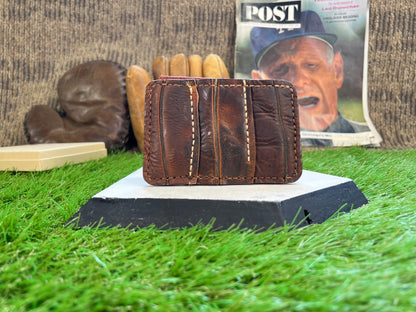 Old and Older Baseball Glove Leather Card Holder