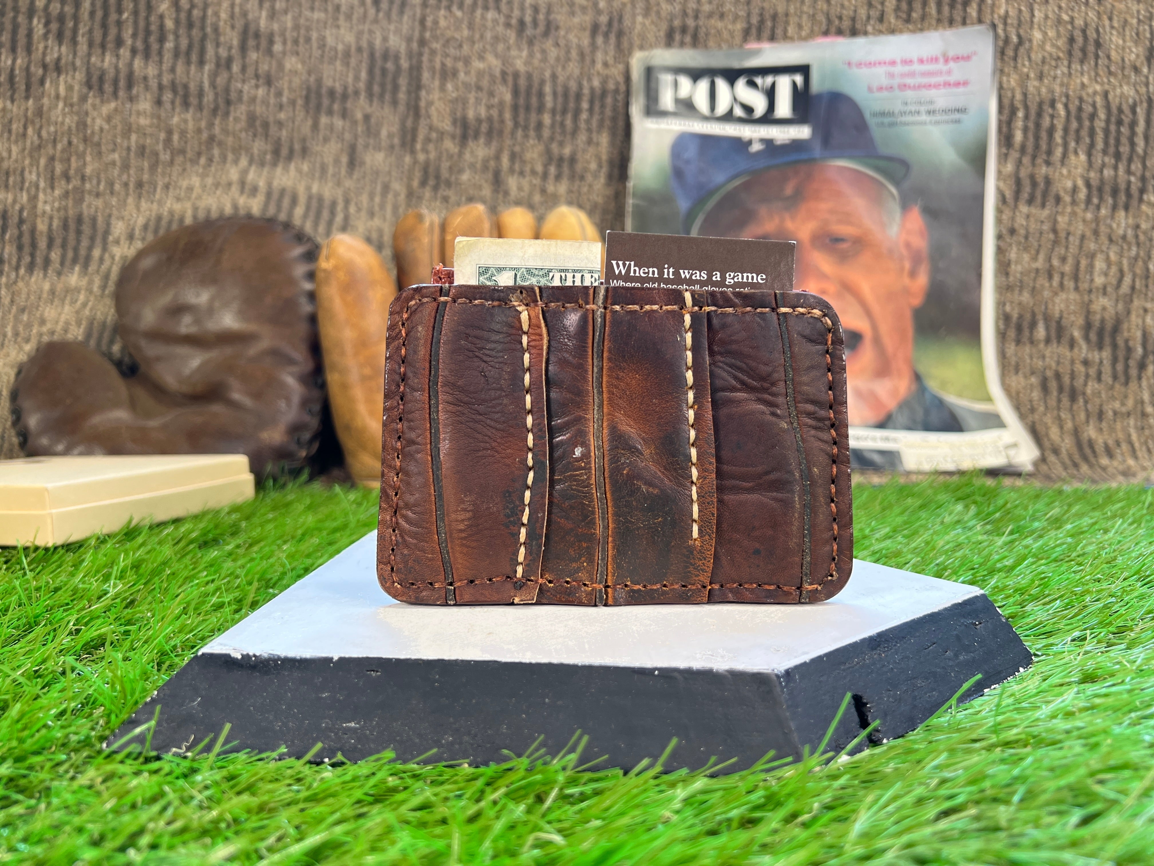 Vintage Baseball Glove Leather Two Pocket Card Wallet Case - Old offers Glove Patch USA