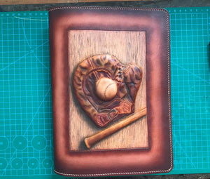 Artist Hand Carved Leather Notebook / iPad holder